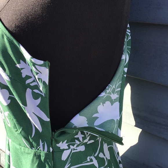 NWT SHEIN Green/White Floral One Shoulder Puff Sleeve Dress Small - Picture 6 of 9